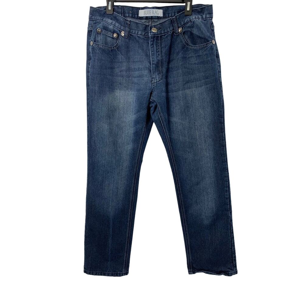 Blue Rag Jeans Mens 36 x 31 Straight Leg Dark Wash Denim Metal Studs Casual‎